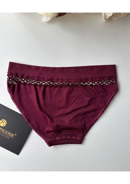 Kadın Dikişsiz Sportwear Fileli Slip/bikini (Siyah, Bordo, Kahverengi, Lacivert)