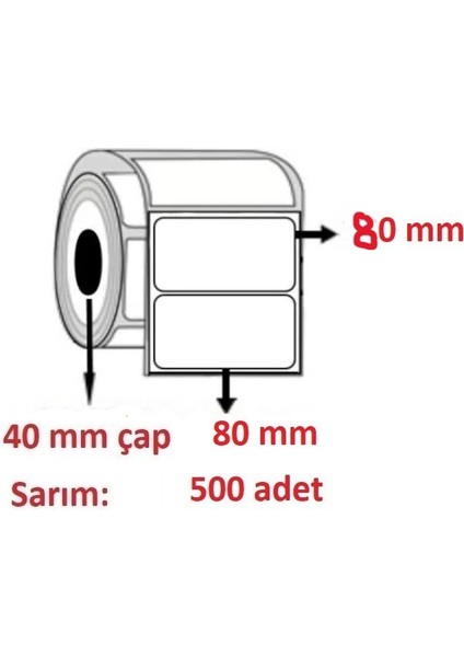 Özsaraç Etiket 80X80 Barkod Etiketi Eko Termal  500  Lü  3 Rulo 1500  Adet