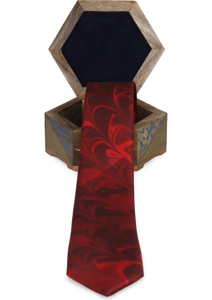 EL İŞÇİLİĞİ ERKEK RENKLİ EBRU KRAVAT 150x5 cm - K0124