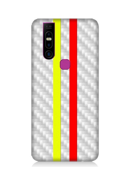 Infinix 5s Pro Uyumlu Sarı Kırmızı Metal Motif Desenli Silikon Kılıf