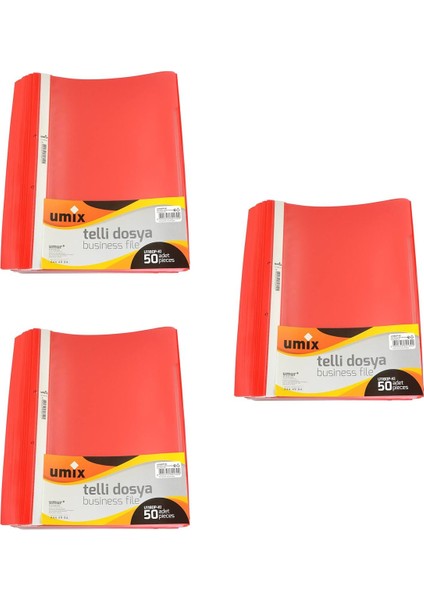 A4 Telli Dosya 50'li Kırmızı Renk 3 Paket