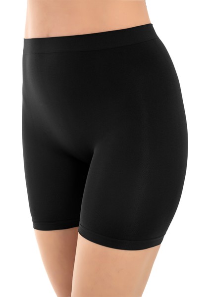 Cottonhill Premium - Kadın Siyah Ultra-Rahat Seamless Yüksek Bel Uzun Paça Boxer