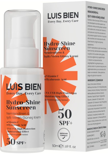 Nemlendiren ve Işıltı Veren Güneş Kremi Spf 50+