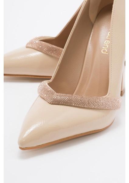 Kadın Topuklu Ayakkabı Ten Kırışık Rugan modelleri