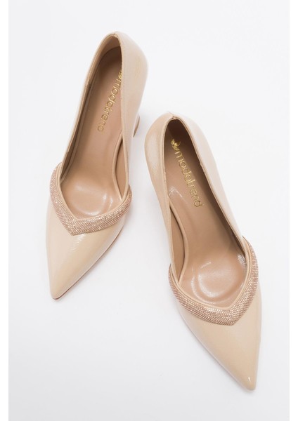 Kadın Topuklu Ayakkabı Ten Kırışık Rugan indirimleri