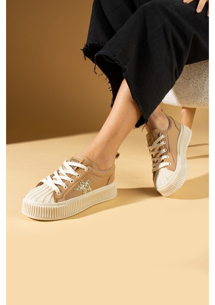 Poli Anatomik Taban Yıldız Detay Bağcıklı Kadın Sneaker 59-650-24
