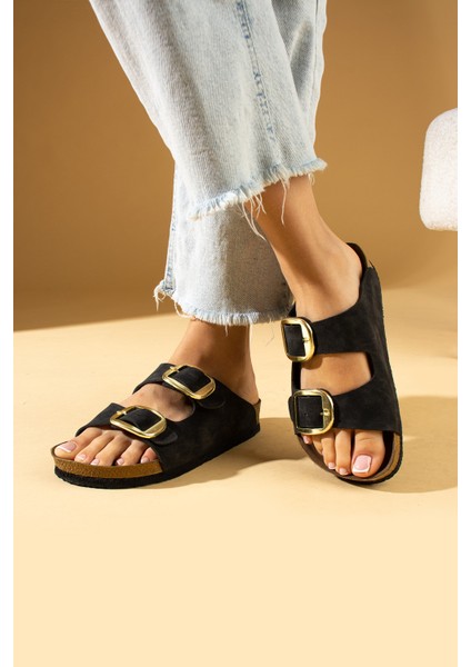 Rahat Taban Çift Gold Tokalı Kadın Terlik 65-81-24 fiyatları