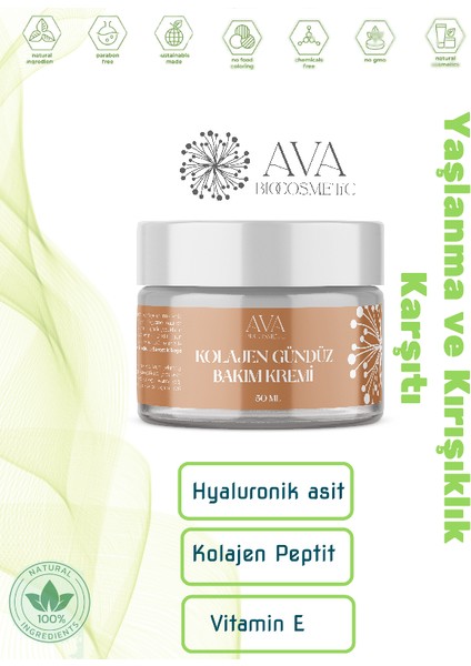 Kolajen Peptit - Hyaluronik Asit Doğal Gündüz Bakım Kremi