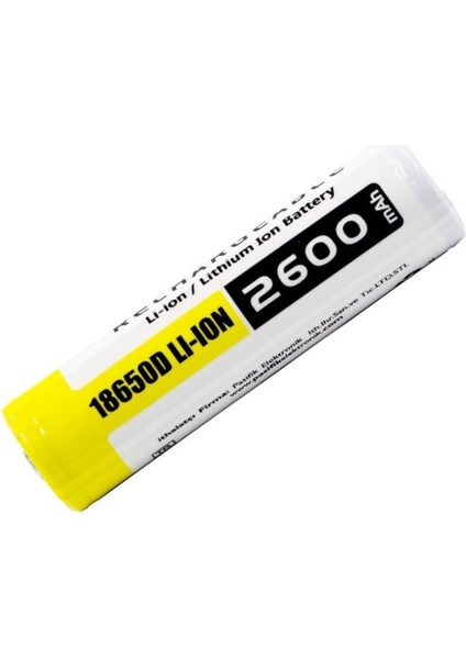 18650 Li-Ion 2600MAH Şarj Edilebilir Çipli Pil