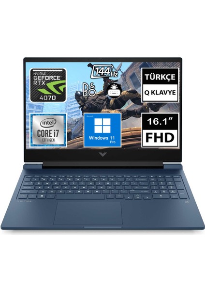 Victus 16-R0009NT 7P6K6EA11 I7-13700H 32GB 1tbssd RTX4070 16.1" Fullhd W11P Taşınabilir Bilgisayar