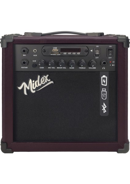 MGA-25BN Elektro Gitar Amfisi 25 Watt USB Bluetooth Şarjlı 2 Girişli
