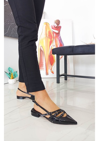 Siyah Renk Rugan Bantlı Kadın Babet Ayakkabı fiyatları