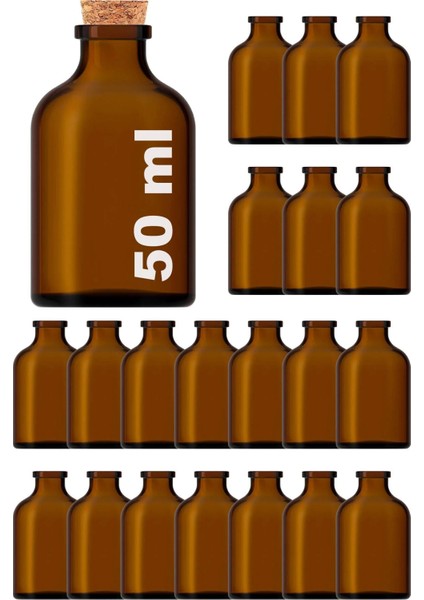 Amber Kahverengi Şişe Mantar Tıpalı 25 Cc, 50 Cc, 100 cc Hediyelik Nişan Süs Tütsü Kolanya Cam Şişe
