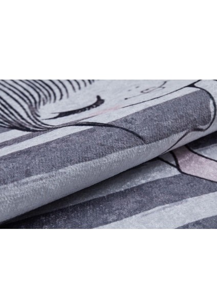 Çocuk Halısı ve Bebek Halısı Yıkanabilir Kaymaz Taban Figürlü Gri Pembe Dijital Baskı Halı HC035 fırsatları