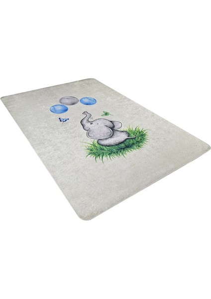 Çocuk Halısı ve Bebek Halısı Yıkanabilir Kaymaz Taban Figürlü Gri Dijital Baskı Halı HC025 modelleri