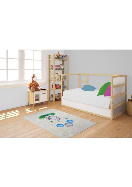 Çocuk Halısı ve Bebek Halısı Yıkanabilir Kaymaz Taban Figürlü Gri Dijital Baskı Halı HC025 fırsatları