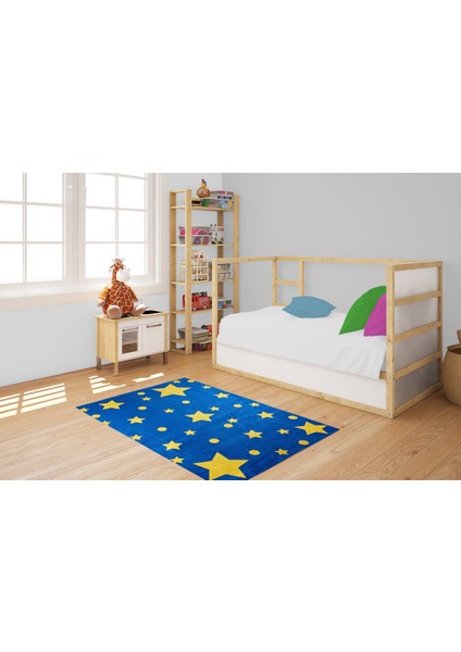 Çocuk Halısı ve Bebek Halısı Yıkanabilir Kaymaz Taban Sarı Lacivert Dijital Baskı Halı HC024 fırsatları