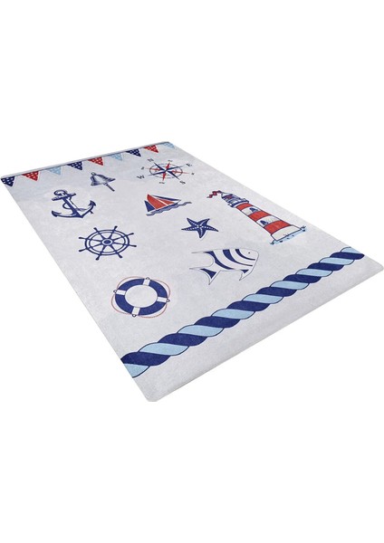 Çocuk Halısı ve Bebek Halısı Yıkanabilir Kaymaz Taban Deniz Figürlü Gri Dijital Baskı Halı HC029 modelleri