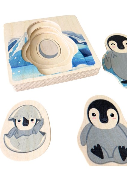Katmanlı Penguen Yaşam Döngüsü Ahşap Puzzle