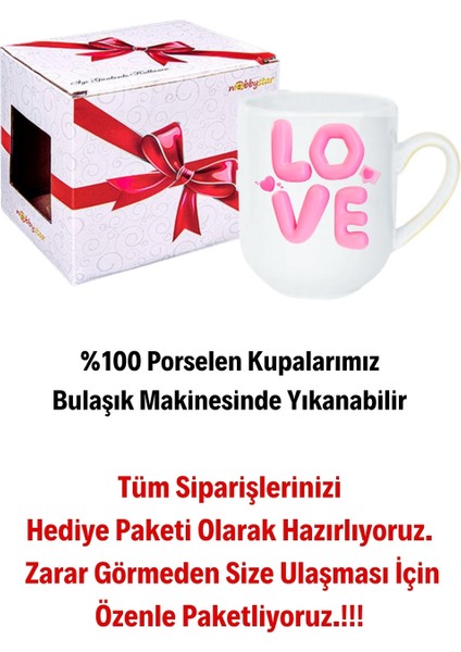 Love Baskılı Hediye Içi Beyaz Lüx Kupa Bardak Porselen Çay Kahve Fincanı modelleri