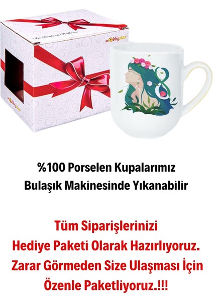 8 Mart Kadınlar Günü Hediyesi Içi Beyaz Lüx Kupa Bardak Porselen Çay Kahve Fincanı-4