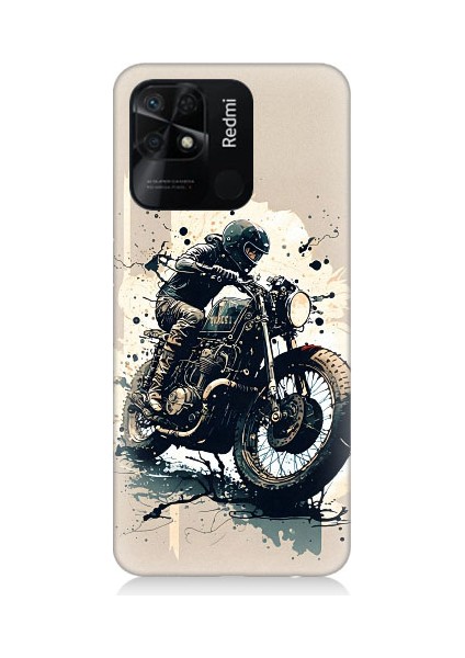Xiaomi Redmi 10C Uyumlu Motorsikletçi Desenli Silikon Kılıf
