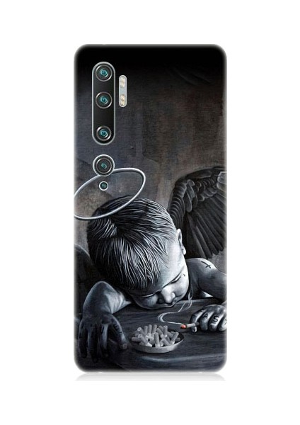 Xiaomi Mi Note 10 Uyumlu Hayattan Bıkmış Melek Desenli Silikon Kılıf