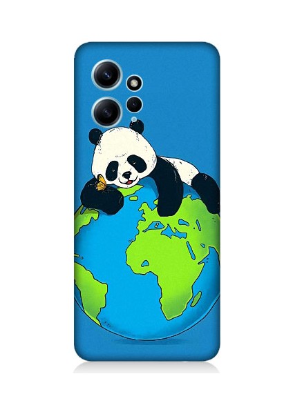 Xiaomi Redmi Note 12 Uyumlu Yorgun Panda ve Dünya Desenli Silikon Kılıf