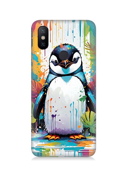 Xiaomi Mi A2 Lite Uyumlu Sevimli Penguen Desenli Silikon Kılıf