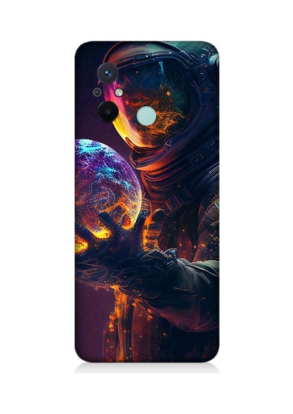 Xiaomi Redmi 12C Uyumlu Astranot ve Gezegen Desenli Silikon Kılıf