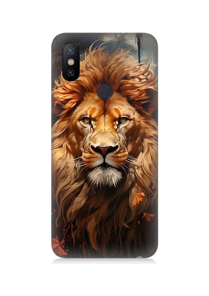 Xiaomi Redmi Note 6 Pro Uyumlu Yorgun Savaşçı Aslan Desenli Silikon Kılıf