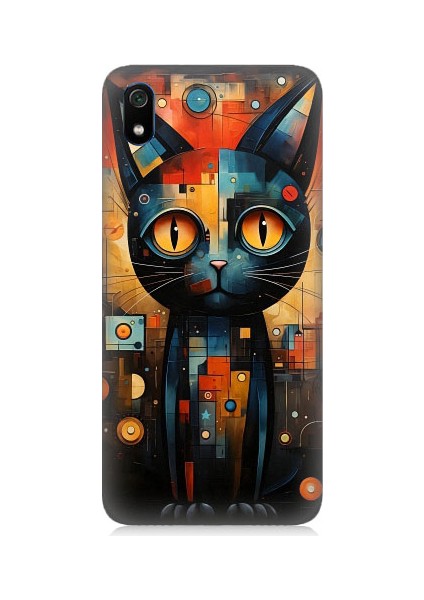 Xiaomi Redmi 7A Uyumlu Kara Kedi Desenli Silikon Kılıf