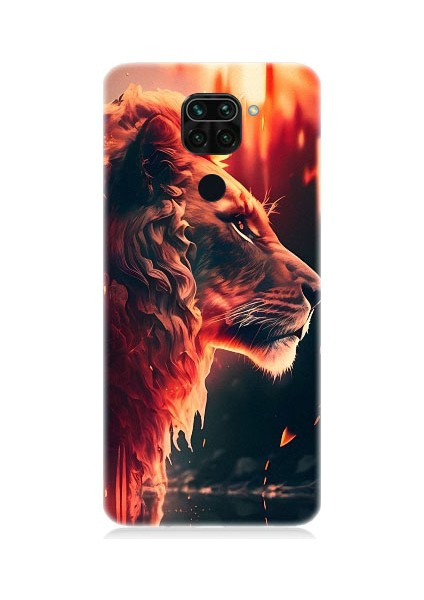 Xiaomi Redmi Note 9 Uyumlu Sarı Kırmızı Asil Aslan Desenli Silikon Kılıf