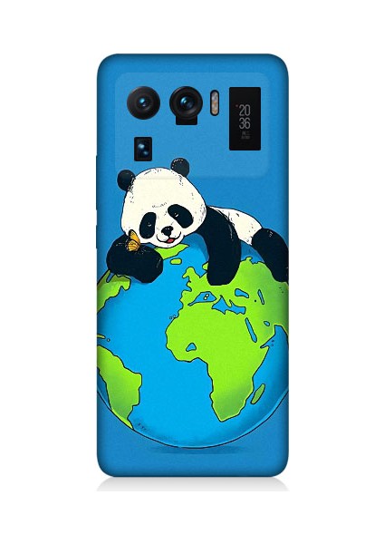 Xiaomi Mi 11 Ultra Uyumlu Yorgun Panda ve Dünya Desenli Silikon Kılıf