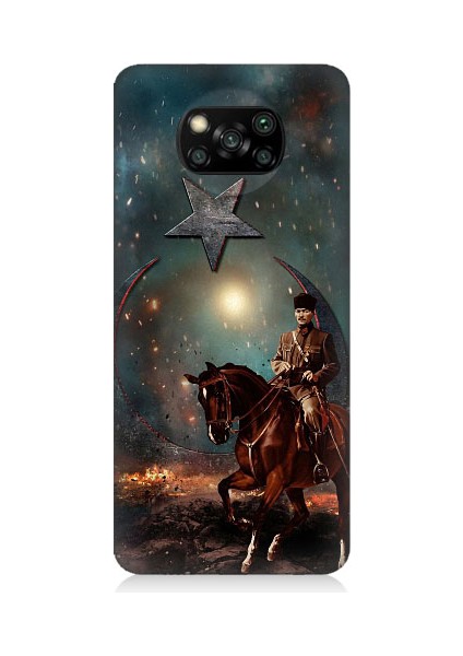 Xiaomi Poco X3 Uyumlu Mustafa Kemal Atatürk ve Mücadele Yılları Desenli Silikon Kılıf