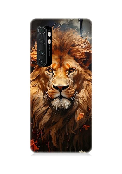 Xiaomi Mi Note 10 Lite Uyumlu Yorgun Savaşçı Aslan Desenli Silikon Kılıf