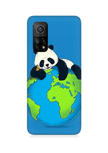 Xiaomi Mi 10T Uyumlu Yorgun Panda ve Dünya Desenli Silikon Kılıf