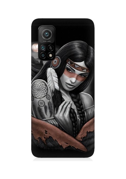 Xiaomi Mi 10T Uyumlu Kızılldereli Kız Dreamcatcher Desenli Silikon Kılıf