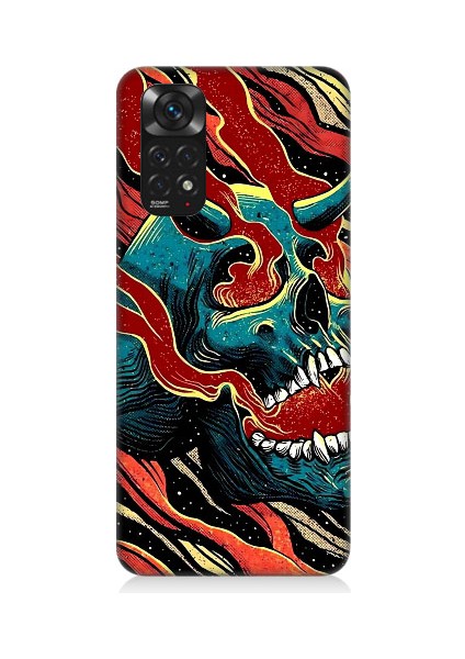 Xiaomi Redmi Note 11 Uyumlu Devil Skull Şeytan Kafatası Desenli Silikon Kılıf