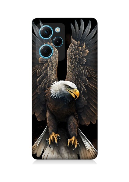 Xiaomi Poco X5 Pro Uyumlu Beyaz Başlı Kara Kartal Desenli Silikon Kılıf