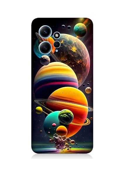 Xiaomi Redmi Note 12 Uyumlu Gezegenler ve Büyük Patlama Desenli Silikon Kılıf