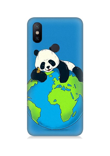 Xiaomi Mi A2 Lite Uyumlu Yorgun Panda ve Dünya Desenli Silikon Kılıf