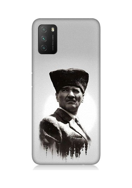 Xiaomi Poco M3 Uyumlu Mustafa Kemal Atatürk Desenli Silikon Kılıf