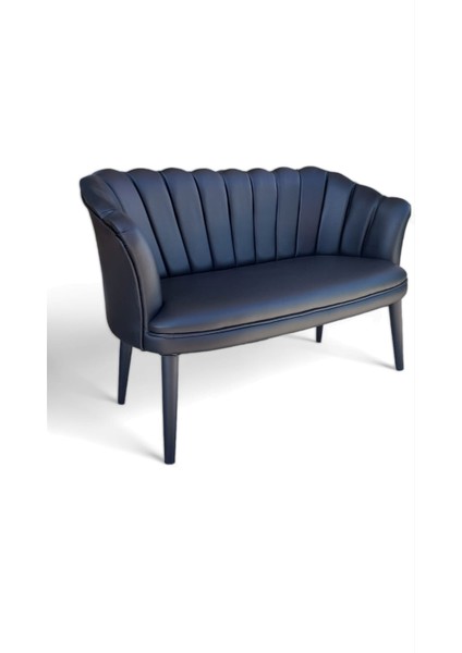 Siyah Deri Gold Metal Ayaklı Papatya Ofis Koltuk Takımı Misafir Koltuğu Berjer