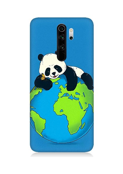 Xiaomi Redmi Note 8 Pro Uyumlu Yorgun Panda ve Dünya Desenli Silikon Kılıf