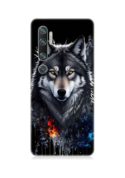 Xiaomi Mi Note 10 Uyumlu Yalnız Kurt Desenli Silikon Kılıf