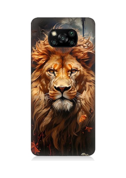 Xiaomi Poco X3 Uyumlu Yorgun Savaşçı Aslan Desenli Silikon Kılıf