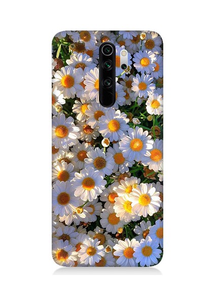 Xiaomi Redmi Note 8 Pro Uyumlu Beyaz Papatyalar Desenli Silikon Kılıf