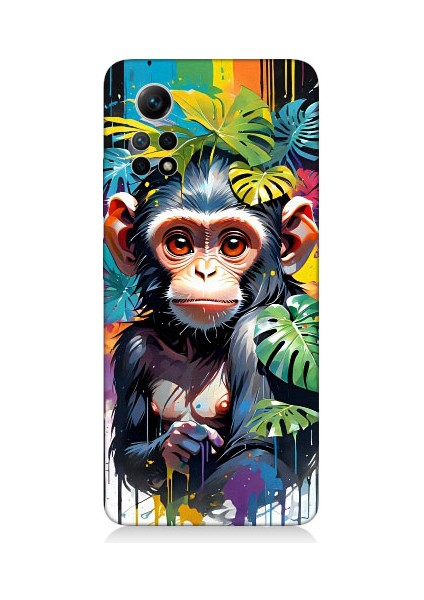 Xiaomi Redmi Note 12 Pro 4g Uyumlu Sevimli Maymun ve Yapraklar Desenli Silikon Kılıf