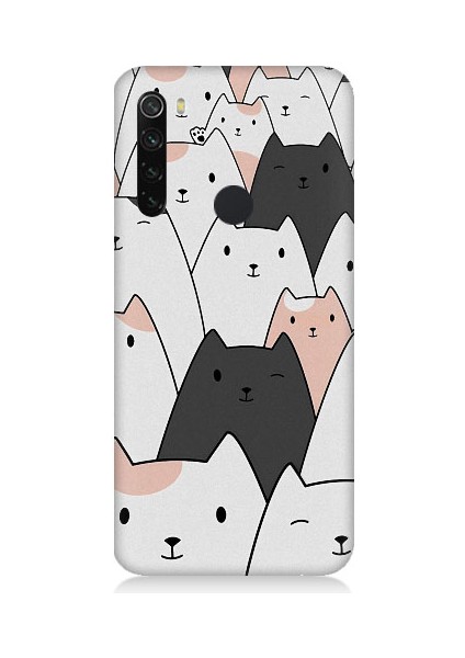 Xiaomi Redmi Note 8 Uyumlu Gülen Mutlu Kediler Desenli Silikon Kılıf